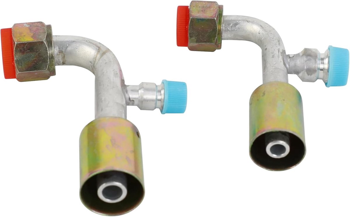Airconditioning AC Fitting Set #8 en #10 - Vrouwelijk Oring Beadlock - 90 graden met R134a drukventiel - ShopVlot