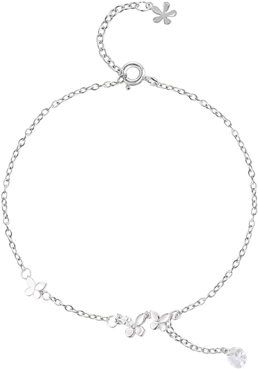 Enkelbandje dubbel dek - 925 zilver - geschenk voor vrouwen - trendy strandaccessoire - ShopVlot