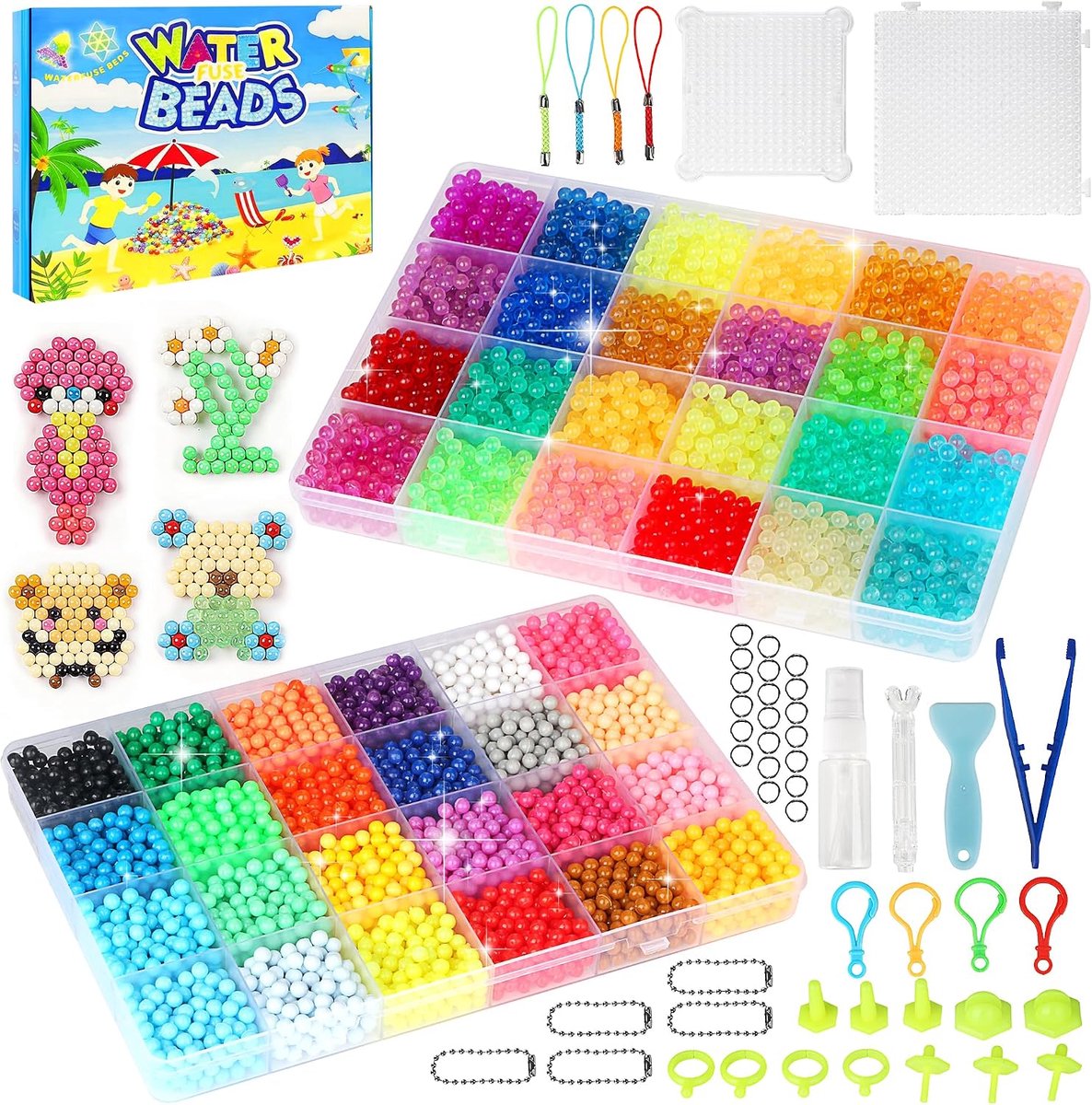Waterballen refill set 6400 stuks - 48 kleuren - inclusief luminescente en transparante ballen - ShopVlot