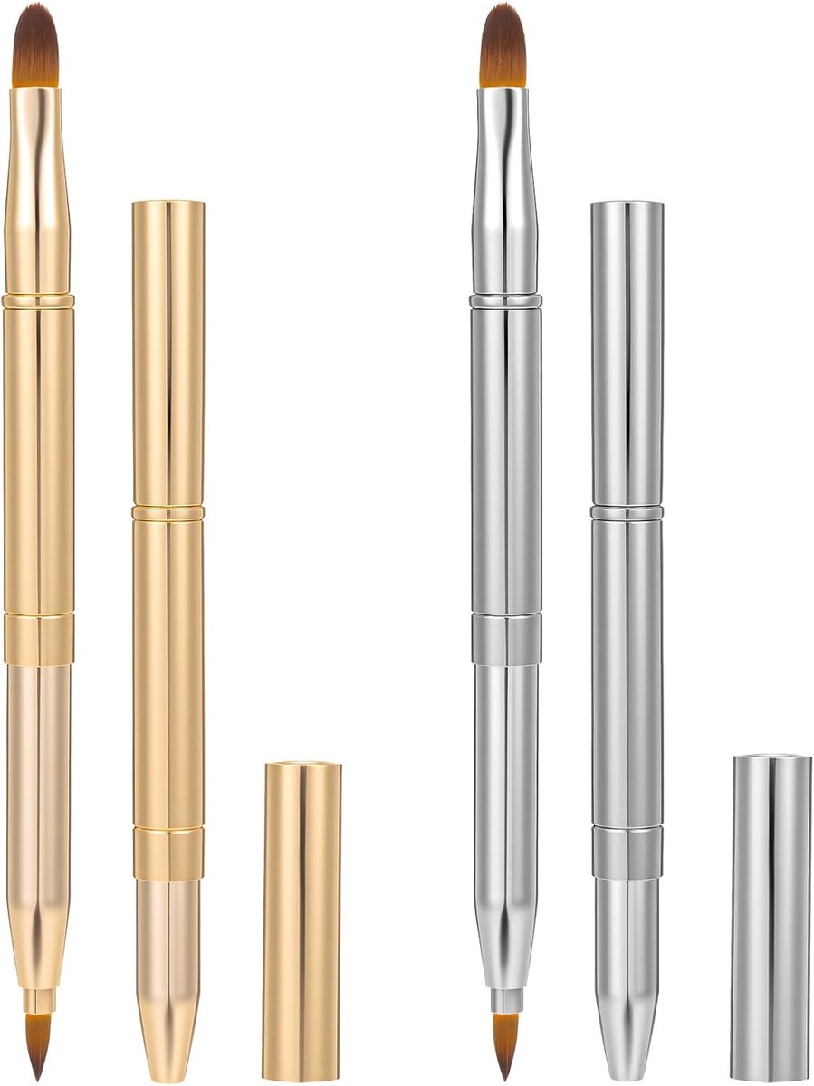 Lippenpenseel set van 2 - dubbelzijdige applicator - zilver en goud - ideaal voor lipcontouren - ShopVlot