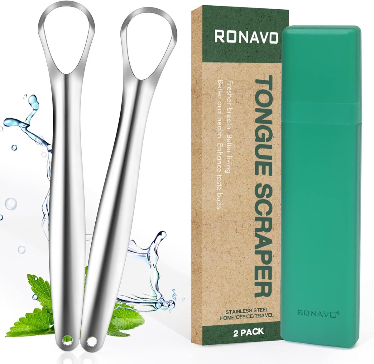Tongschraper - roestvrij staal - compacte 1 inch kop - frisheid in enkele seconden - ShopVlot