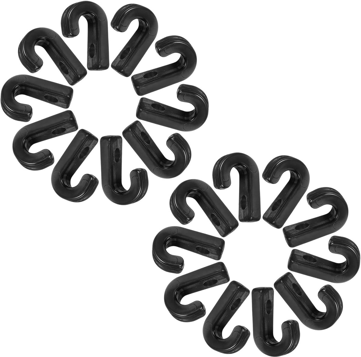 Kajak J-haken 20 stuks - duurzame nylon sjorhaken - zwarte coating - ideaal voor bootaccessoires - ShopVlot