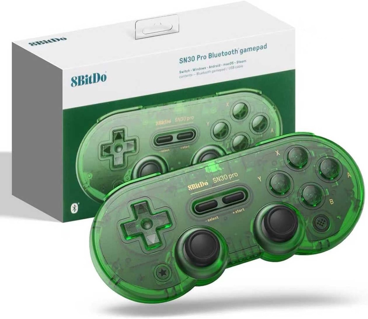 Bluetooth controller met Hall-effect joysticks - retro gamepad in groen - Rumble Vibration - ShopVlot