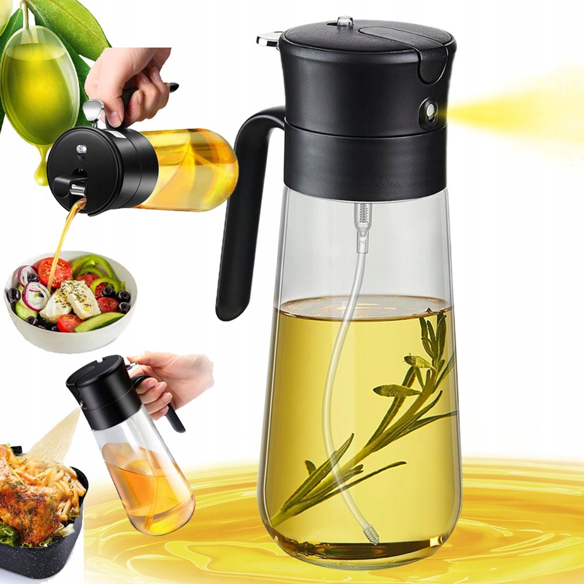 Glazen Olie Sprayfles 250ml - Precisie & Stijl voor uw Keuken