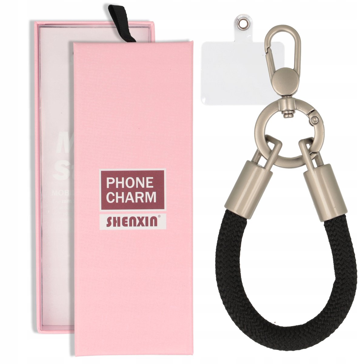 Korte Telefoon Lanyard met 360° Draaibare Karabijnhaak - Zwart
