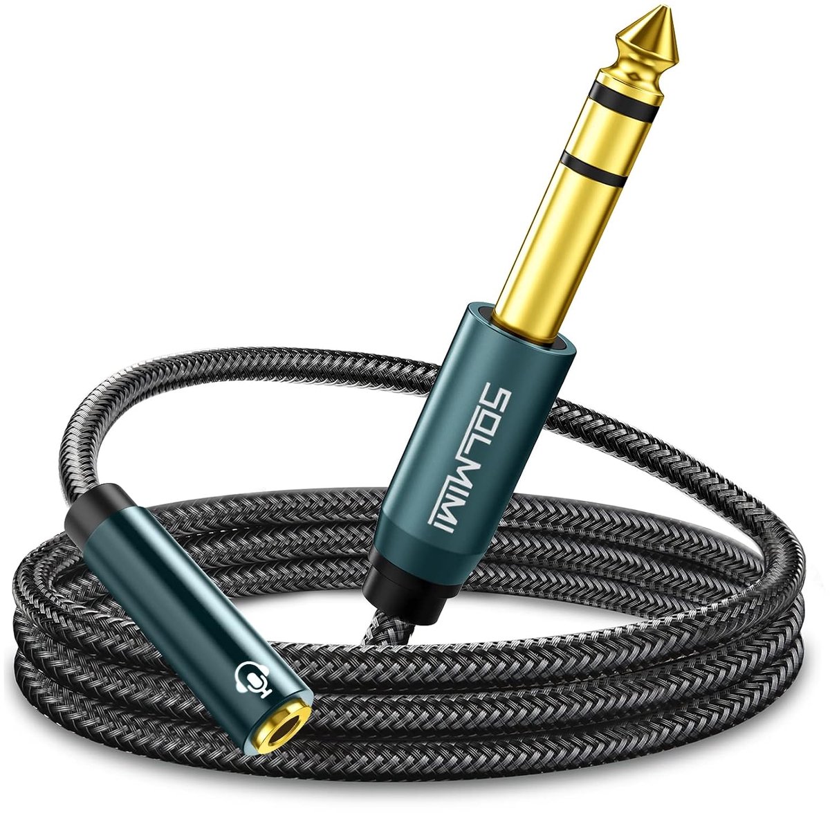 Adapter 3.5mm naar 6.35mm (3m) - Audio Jack Adapter Kabel - Nylon gevlochten - ShopVlot
