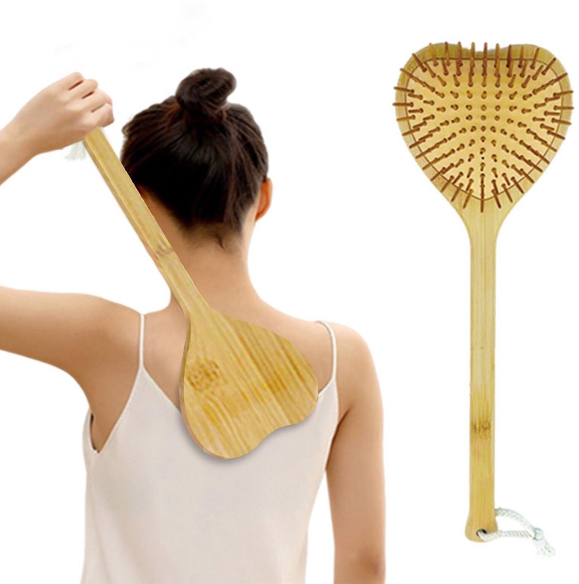 Rugkrabber met lange handgreep - houten liefdesvorm - ontspannende rugmassage - ShopVlot