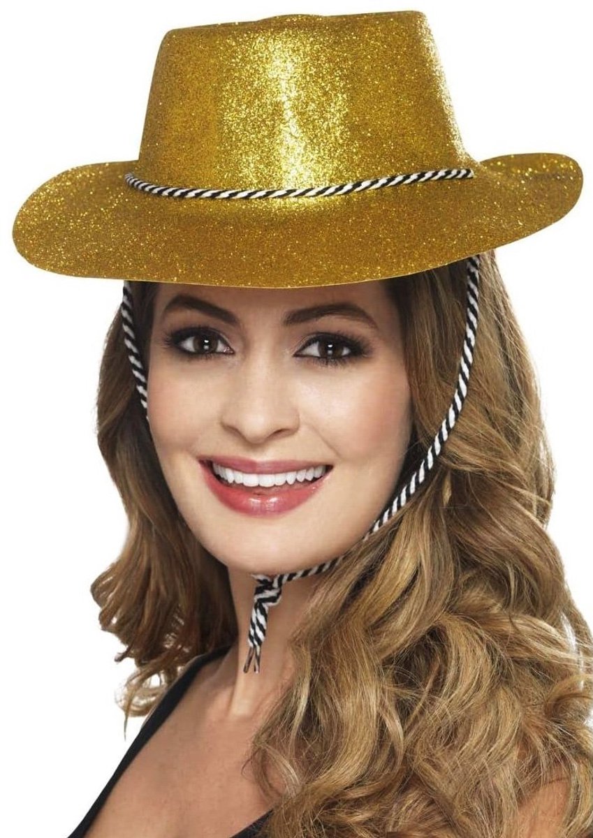 Glitter cowboyhoed goud