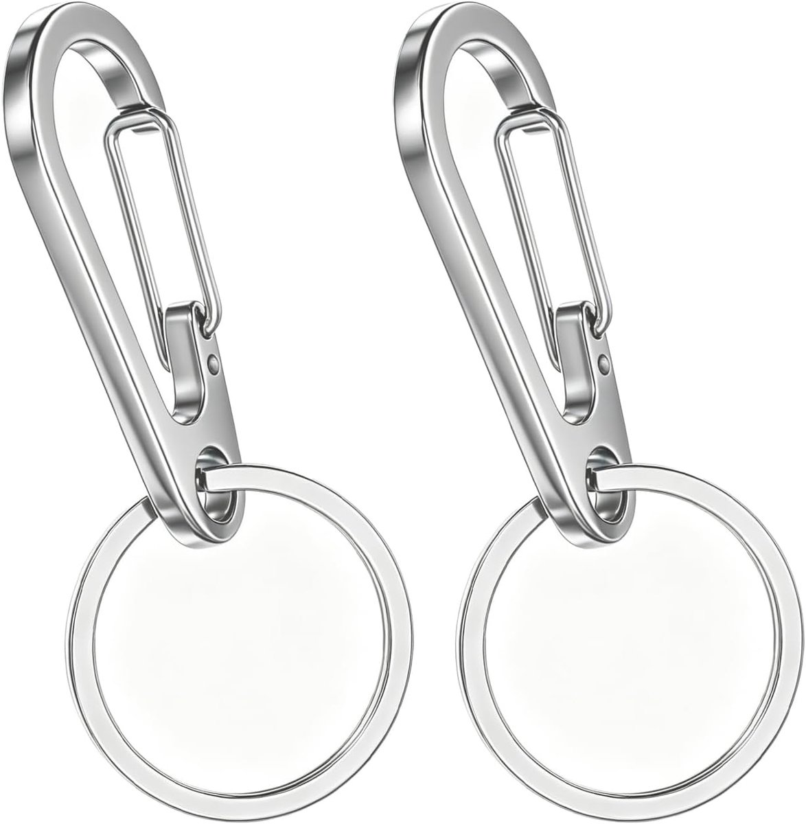 Sleutelring set van 2 - roestvrij staal - robuuste karabijnhaken - ideaal voor sleutels en accessoires - ShopVlot