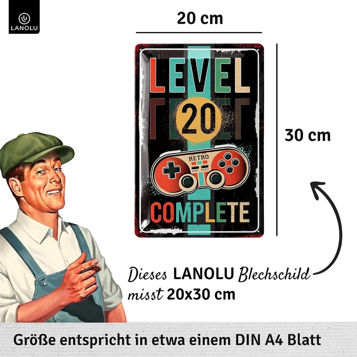 Retro metalen bord 20x30cm - verjaardag decoratie - gamer thema - perfect voor 20e verjaardag - ShopVlot