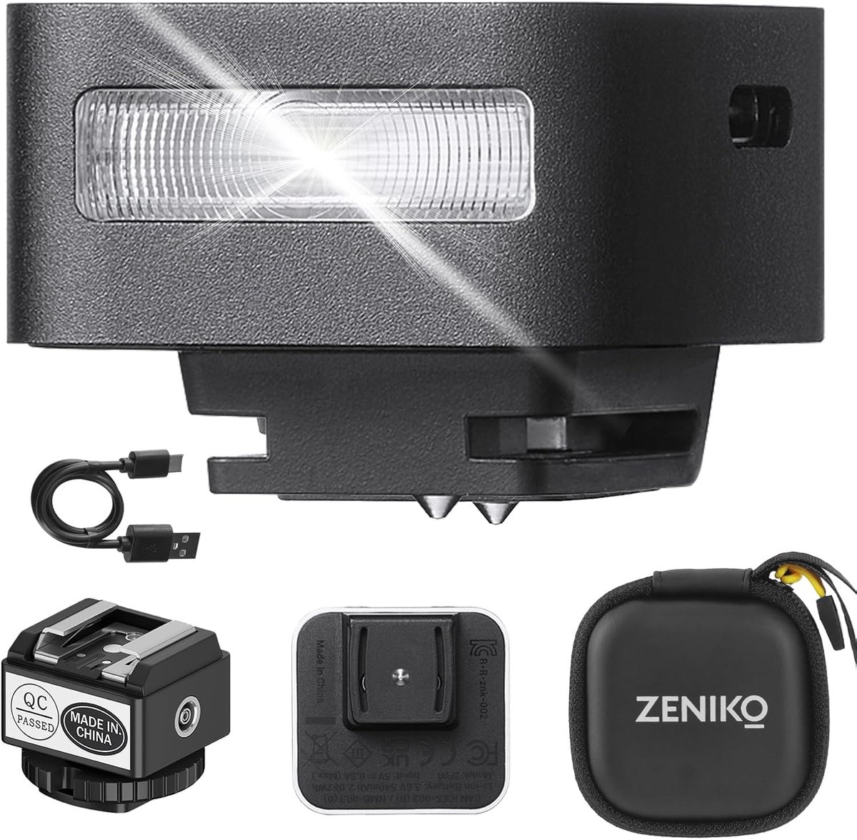 Camera flits met verstelbare helderheid - Type-C opladen - Universele hotshoe mount - 440 flitsen op volle kracht - ShopVlot