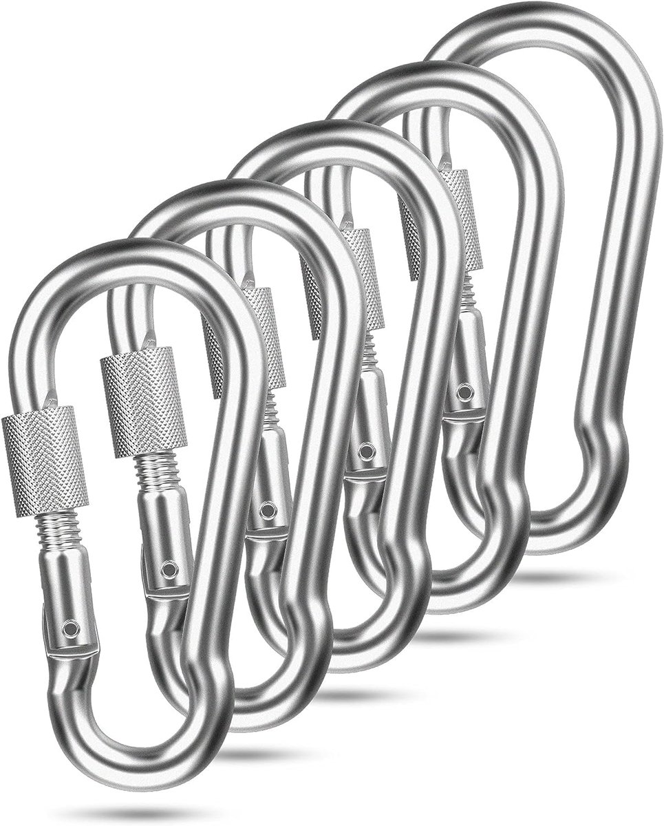 Carabiner haak 230 kg - staal - gegalvaniseerd - ideaal voor sport en transport - ShopVlot