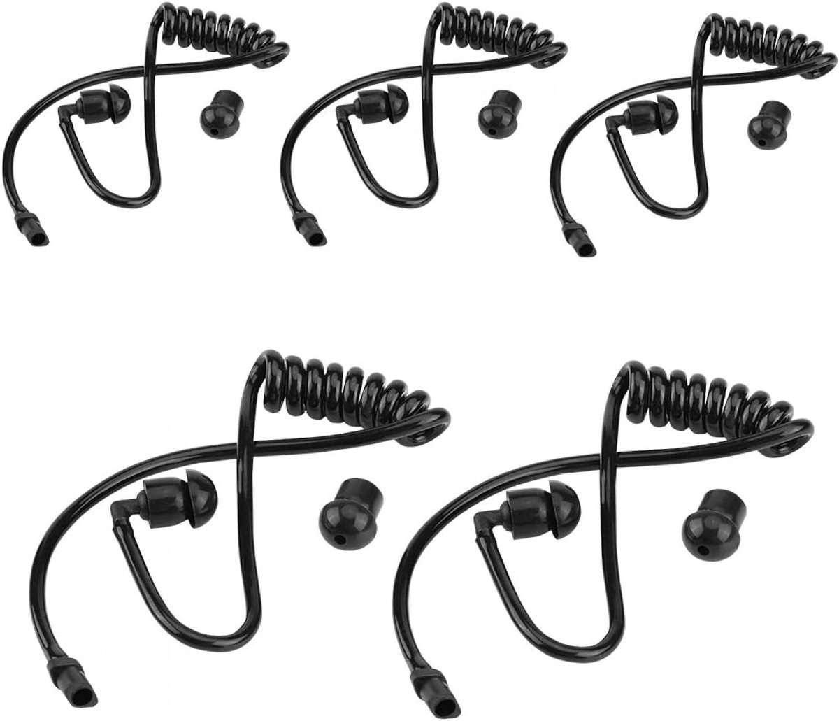 Set van 5 Transparante Vervangende Akoestische Spiralbuizen - Zwart - Geschikt voor Hoofdtelefoons en Walkie Talkies - ShopVlot