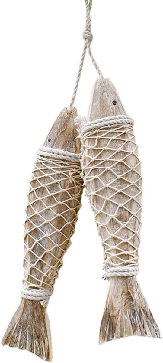 Houten visdecoratie 2 stuks - strandthema - sfeervolle wanddecoratie - perfect voor slaapkamer - ShopVlot