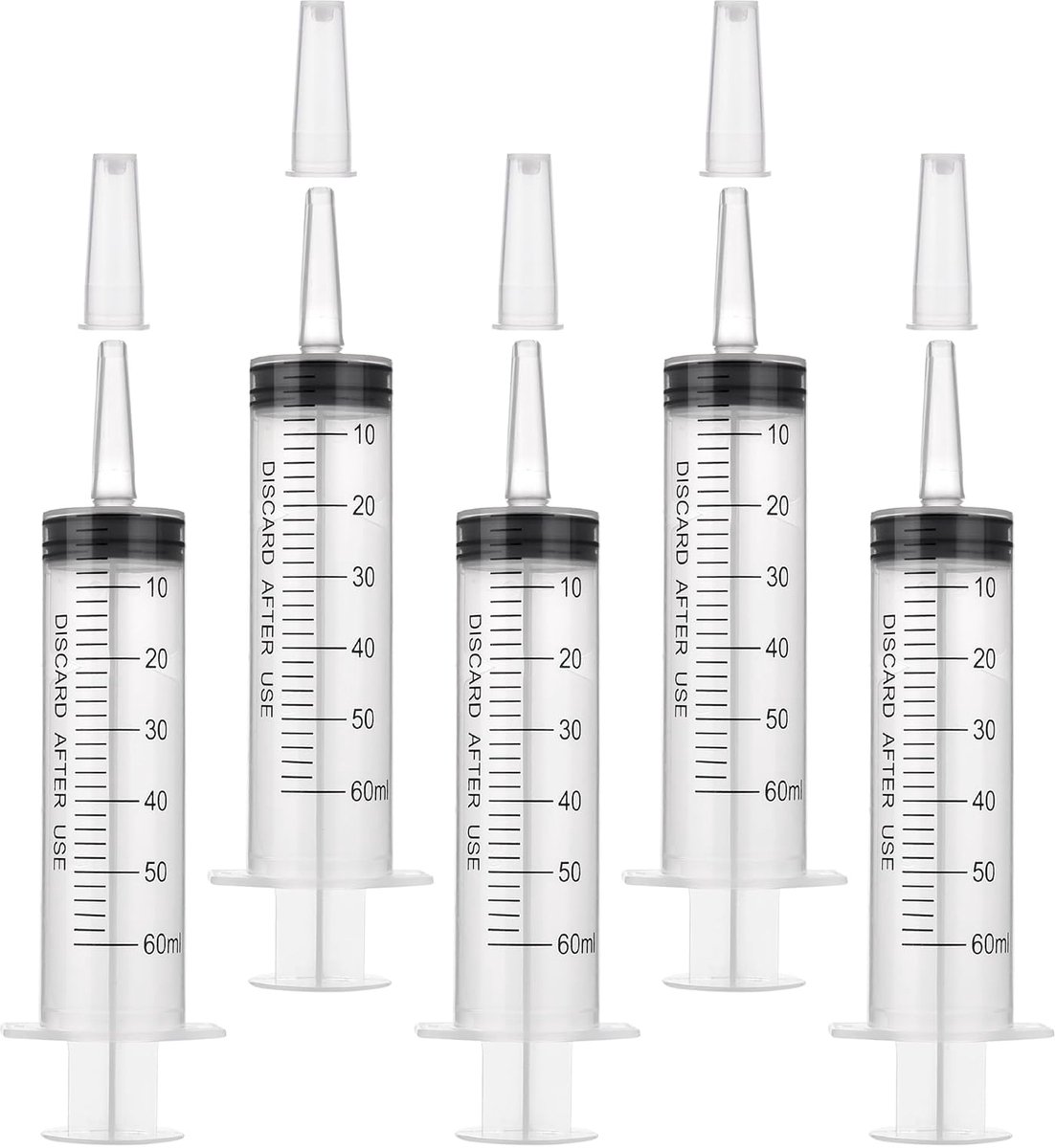 spuiten 60ml - kunststof - met dop - ideaal voor laboratoriumgebruik - ShopVlot