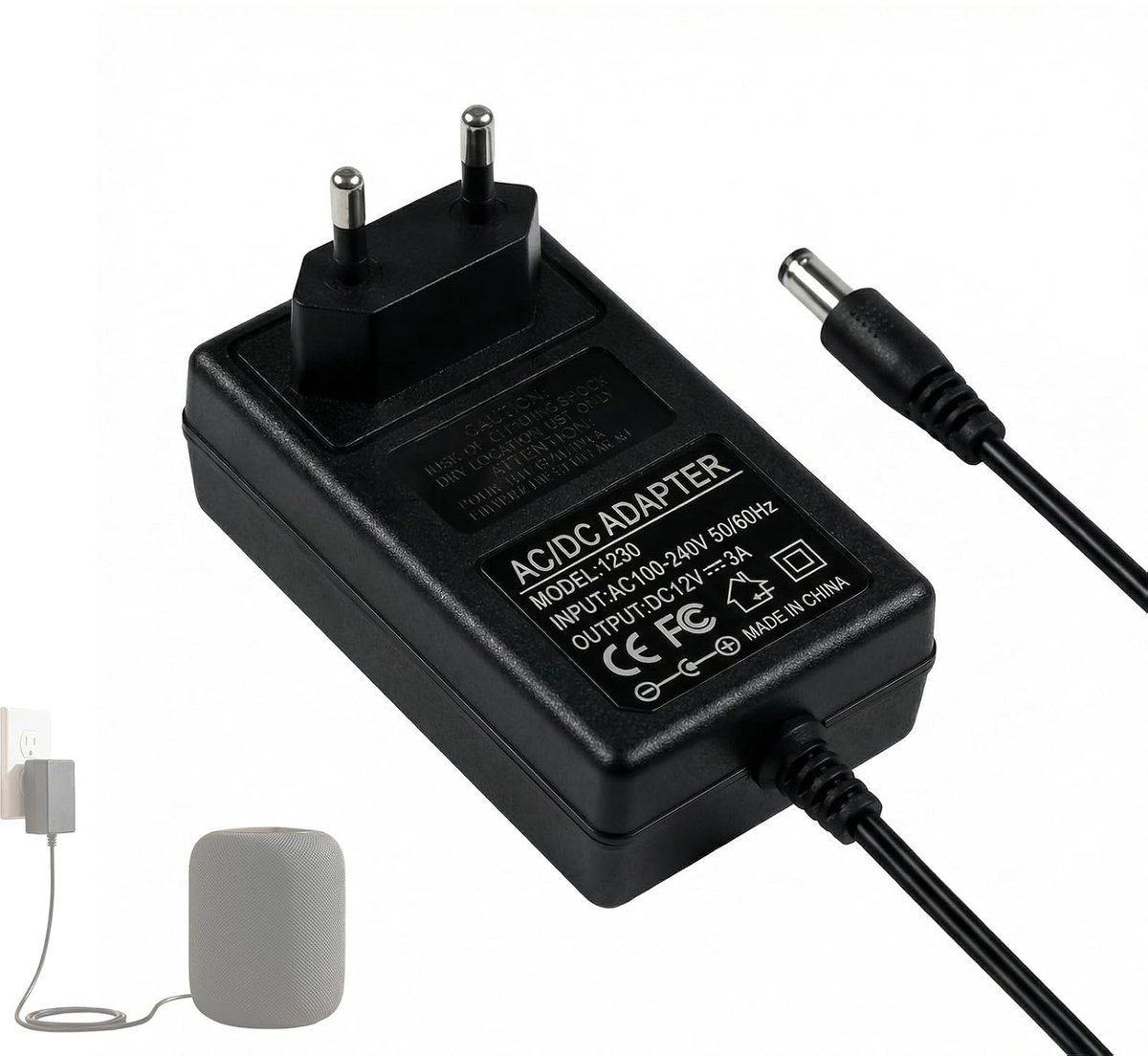 Stroomvoorziening 12 V 3 A - Universele oplader DC/AC - 100-240 V naar DC 12 V - Ideaal voor led-display en camera - ShopVlot