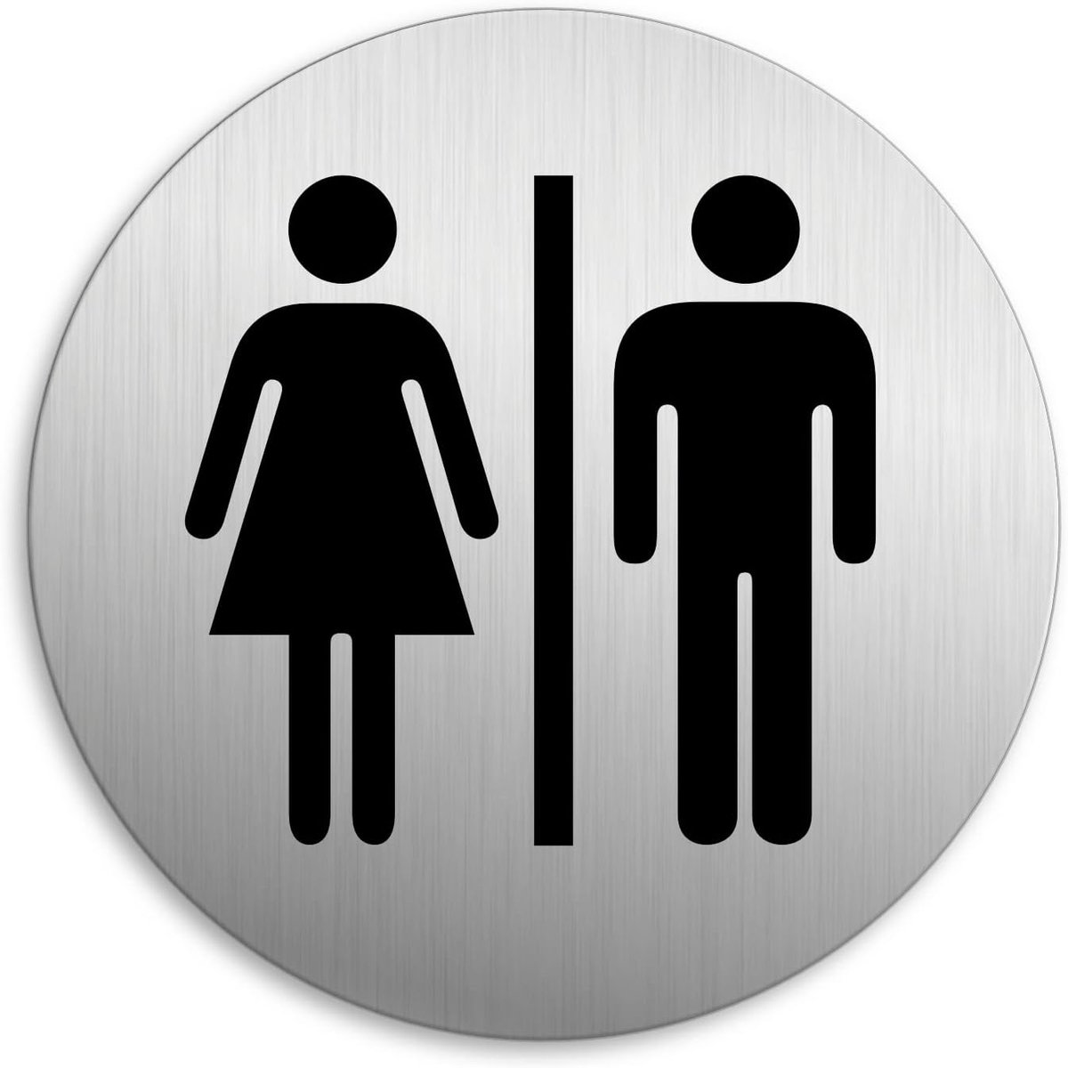 Deurbord - Ø 75 mm - Alu RVS look - Zelfklevend - Perfect voor toiletten - ShopVlot