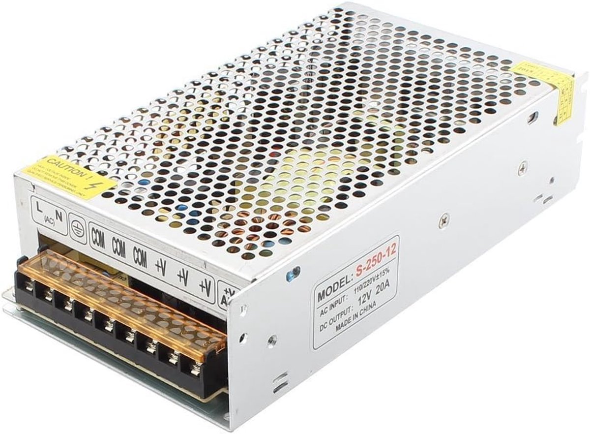 Schakelvoeding 12V 20A - 240W Transformator - AC 110V/220V naar DC - Ideaal voor LED toepassingen - ShopVlot