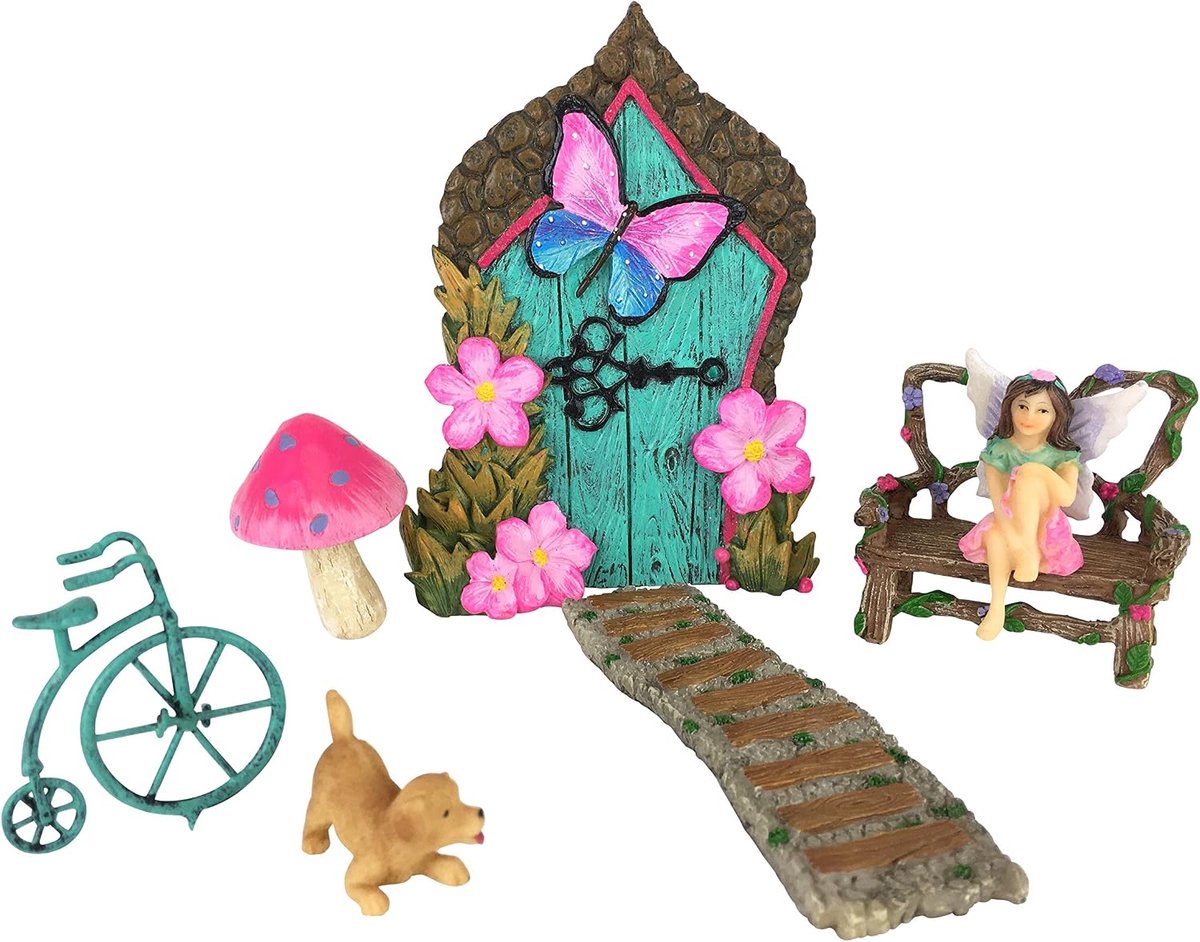 Miniatuur Feeënhuis Set - 7 Delige Tuin Kit - Hoogwaardige Hars - Perfect voor binnen en buiten - ShopVlot