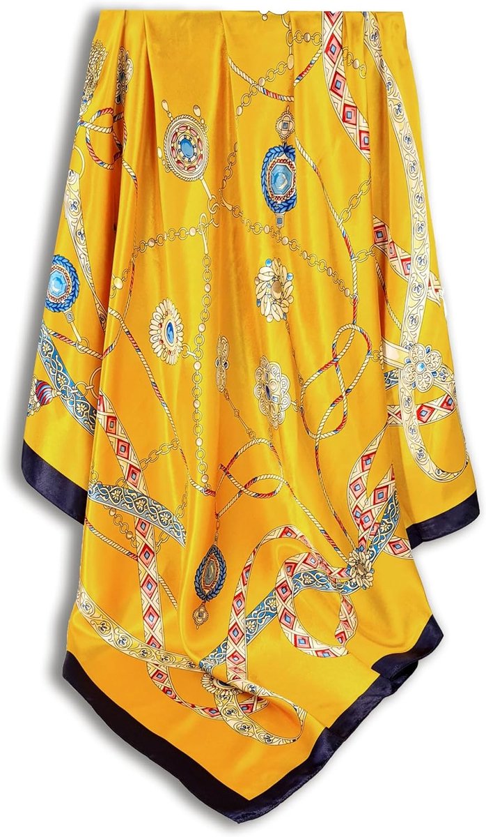sjaal voor dames, elegante 90 x 90 cm zijden doek voor het haar, halsdoek voor dames, elegante satijnen doek, halsdoek, bandana, hoofddoek,