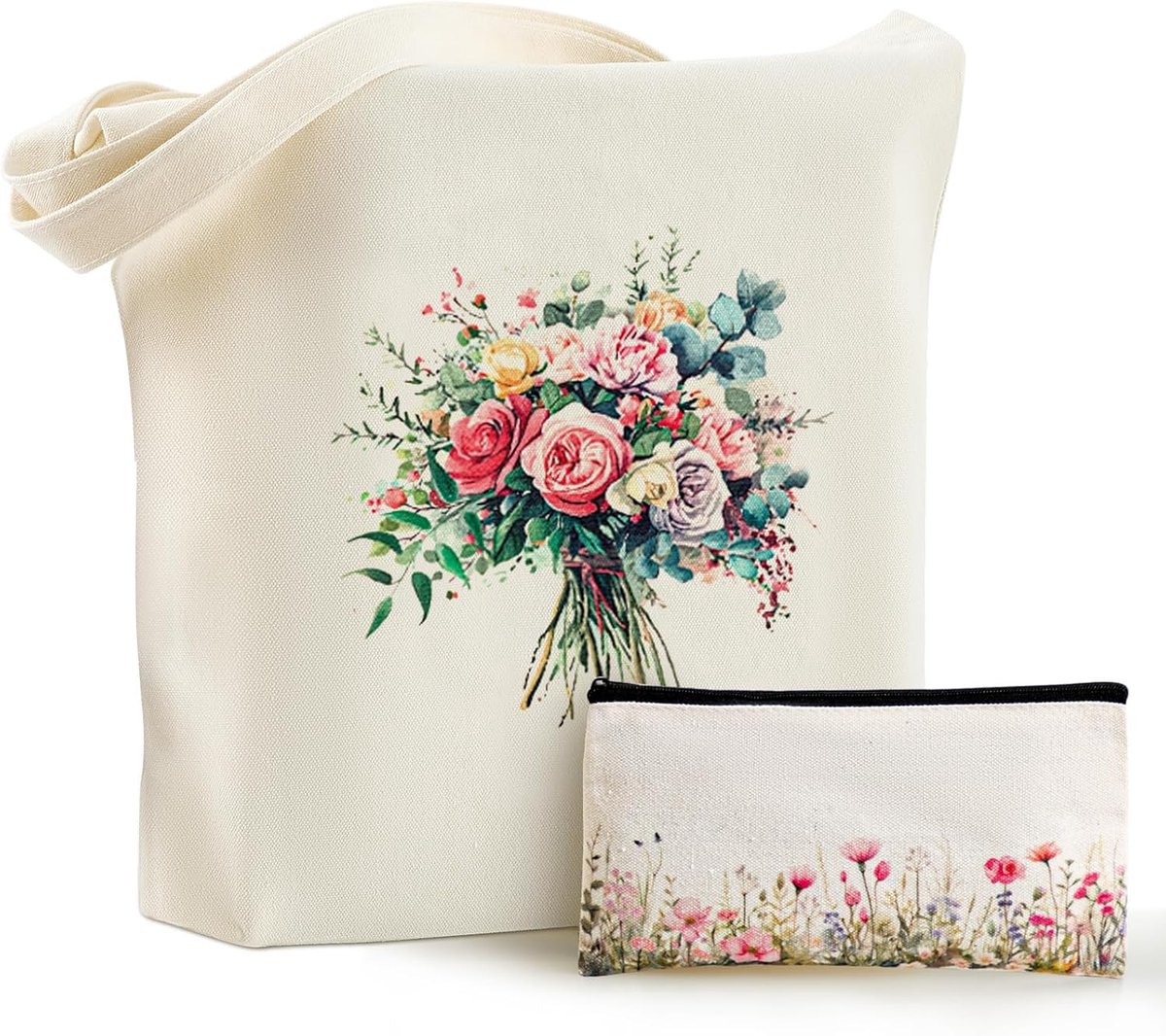 Jute tas bedrukt bloemen stoffen tas dames stoffen tas lang handvat grote boodschappentas cosmetische tas tote bag cadeau voor Thanksgiving Halloween Kerstmis