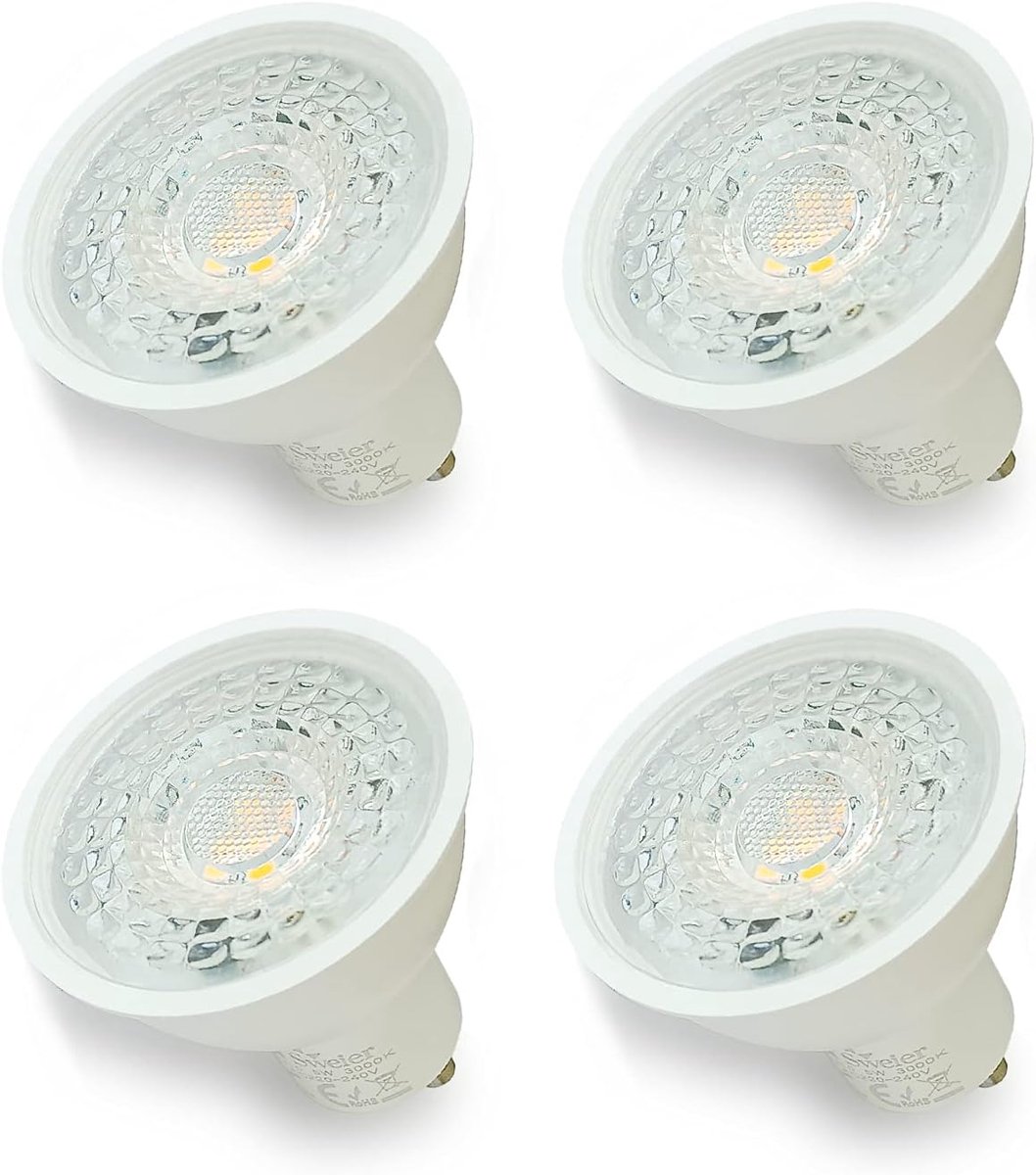 LED Lampen, LED GU10 Spotlamp Warm wit 3000K 430LM, 5W Equivalent aan 50W Halogeenlamp,Lampjes 38° Stralingshoek,CRI>83, Verpakking van 4,Niet Dimbaar.kwikvrij, UV/IR vrij