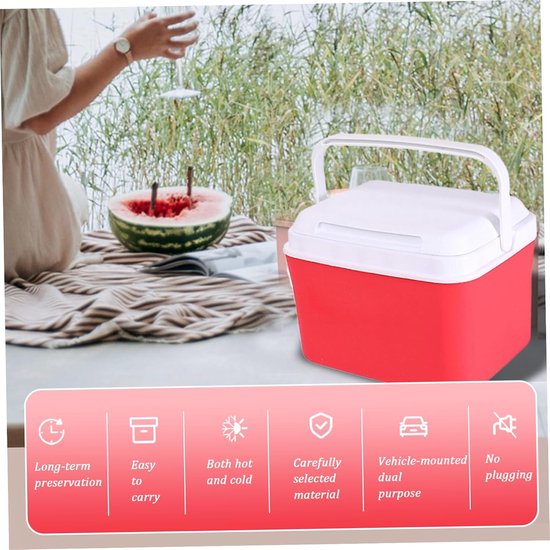 Mini Koelbox - Lunchbox Koeler - Eten Vers Houden - Dubbele Isolatie Functie - 5 Liter - Rood — afbeelding 3