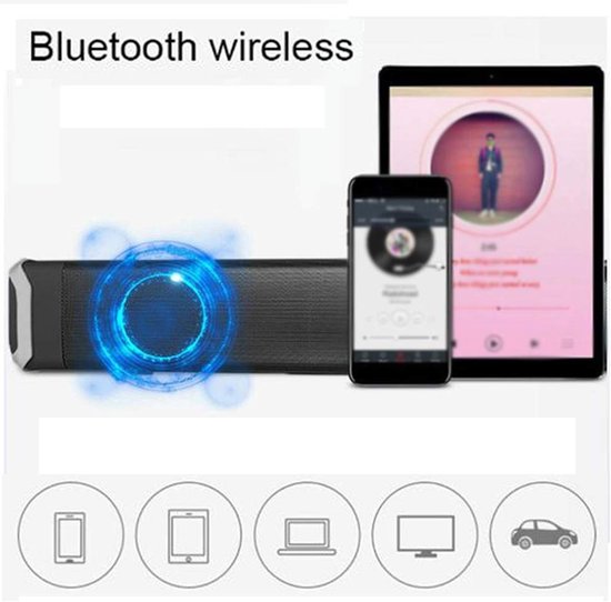 Mini Soundbar - Draagbare Luidspreker - Muziek Streamen - 3D Stereo Geluid - 42 cm - Blauw van MINI — afbeelding 4