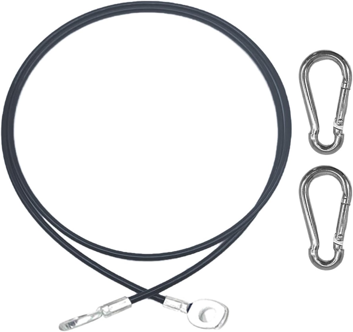 Roestvrij stalen sportkabel, vervangende multifunctionele sportkabel, gymkatrolkabel, fitnesskabel met 2 karabijnhaken