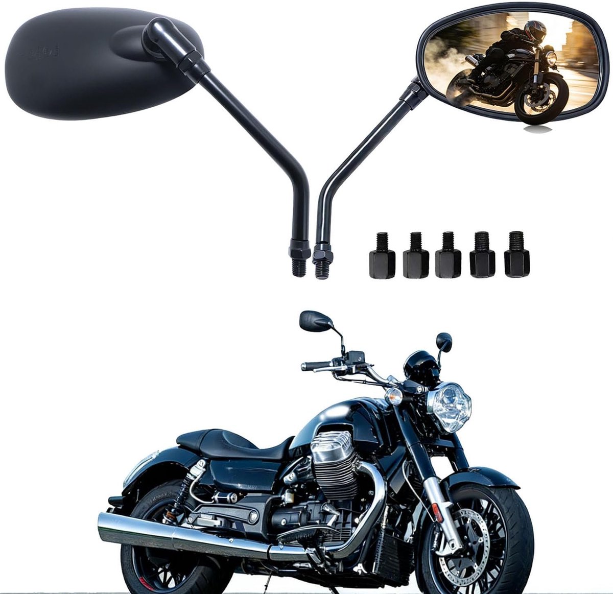 Spiegel 10MM 8MM Zwart Universele Motor Achteruitkijkspiegels Zijspiegels voor Straatmotor, Sportmotor, Scooter, Cruiser, Touring Chopper ATV