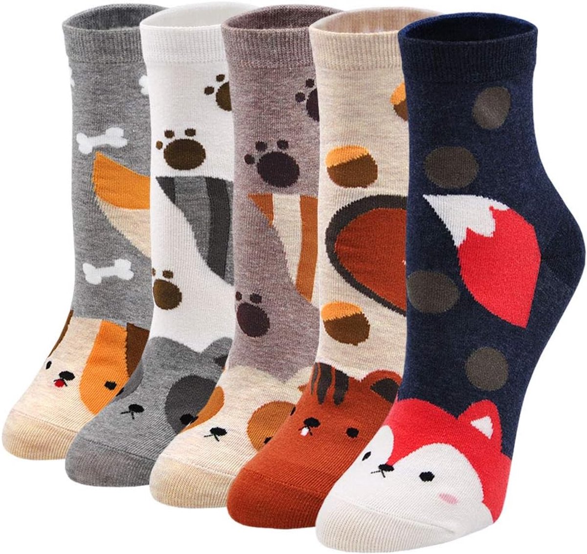 Sokken Novelty leuke dierlijke patroon katoenen enkelsokken grappig kleurrijke Crazy sokken kerstcadeau 5 paren grootte 35-42