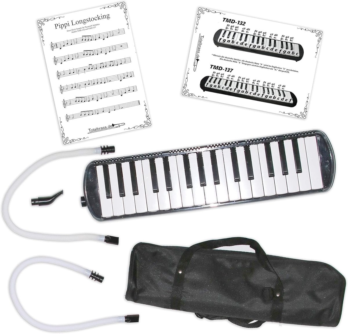 Melodica met 2 mondstukken + koffer (32 toetsen)