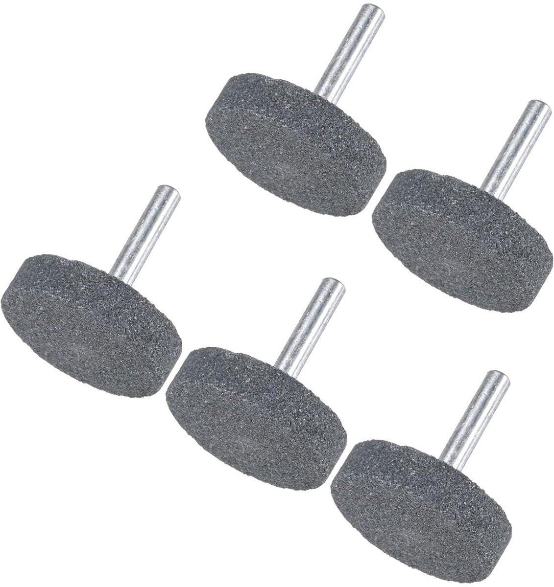METERXITY 5 stuks gemonteerde schuurschijven, schacht 1/4 inch (6 mm) van aluminiumoxide voor draaigereedschap, 40 mm dia 80 grits punt [grijs]