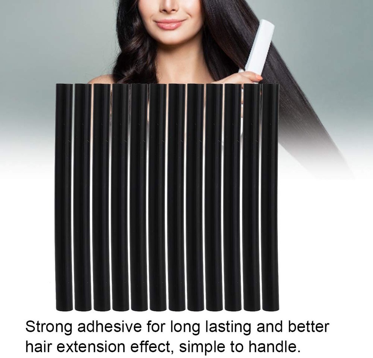 12 stuks Professionele Hair Extensions Sticks, haar Styling Tool Keratine Gun Bond Lijm Pruik Haarverlenging Hot Melt Lijm Lijm Sticks(zwart)