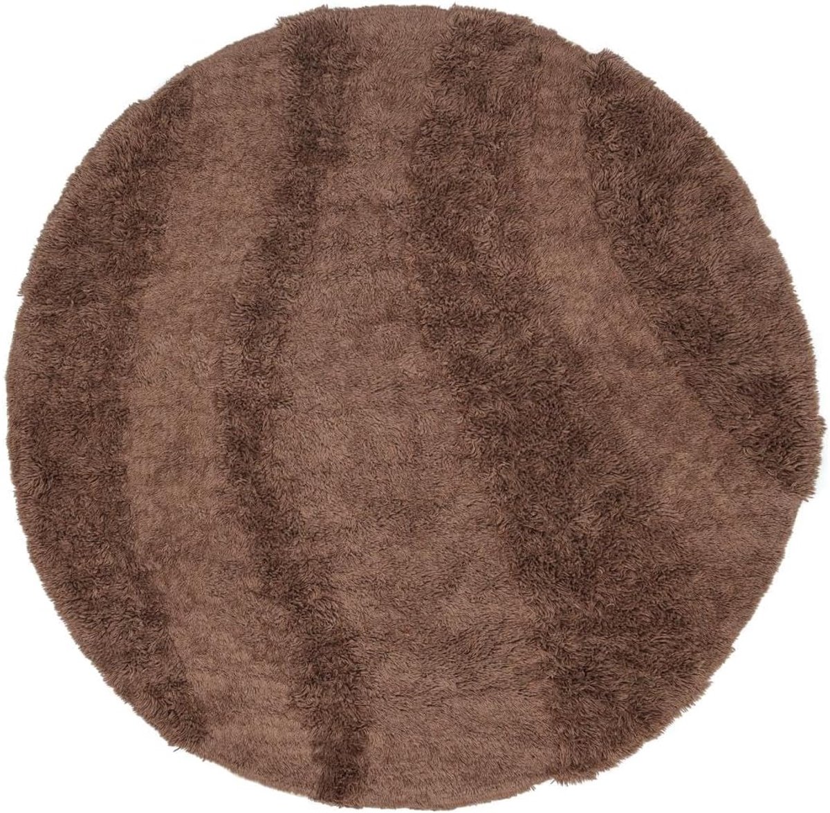 Stray Vloerkleed, Ø 200 cm, Bruin | Moderne, Rond, Hoogpolig, Alleen chemisch reinigen, Oeko-Tex 100, Woonkamer, Slaapkamer