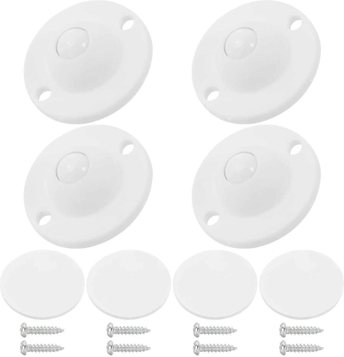35 mm zelfklevende wielen voor huishoudelijke apparaten, 4 sets mini-zwenkwielen, draagvermogen 2 kg per wiel voor voetmixer, luchtfriteuse, wit