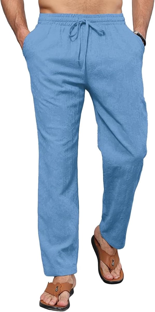 Broek voor heren, strand, leggeri, broek, Estivi, heren, lange katoenen broek, motief Ricamati