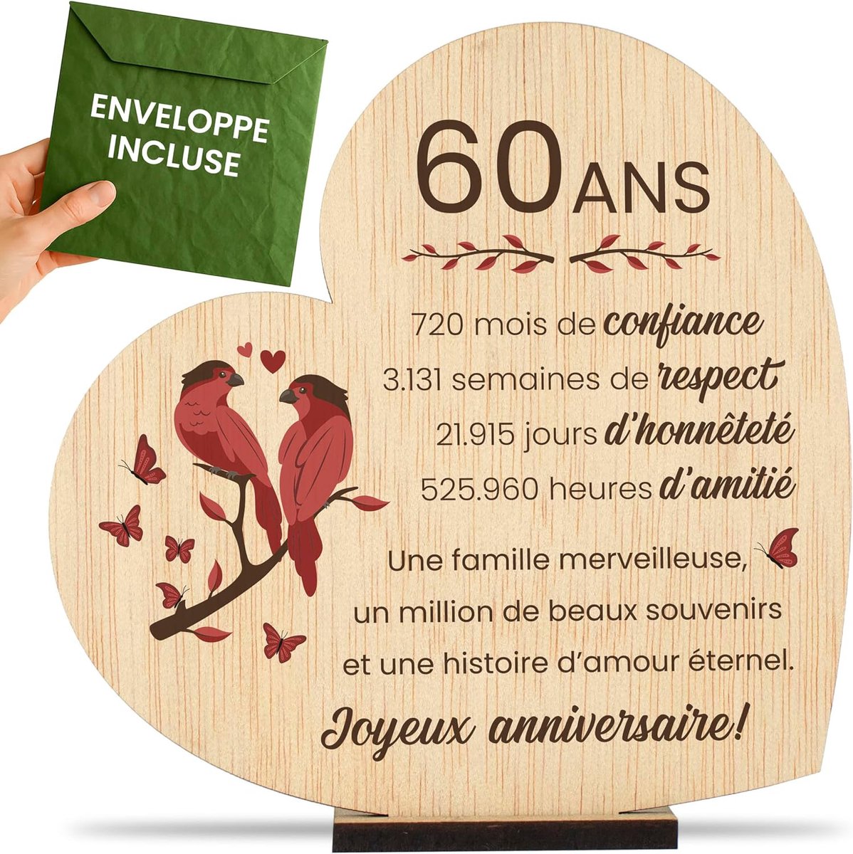 Cadeau 60 ans de Mariage Noces de Diamant Idée Cadeau Originale pour 60ème Anniversaire de Mariage pour Couple Carte de Vœux (60 Ans)