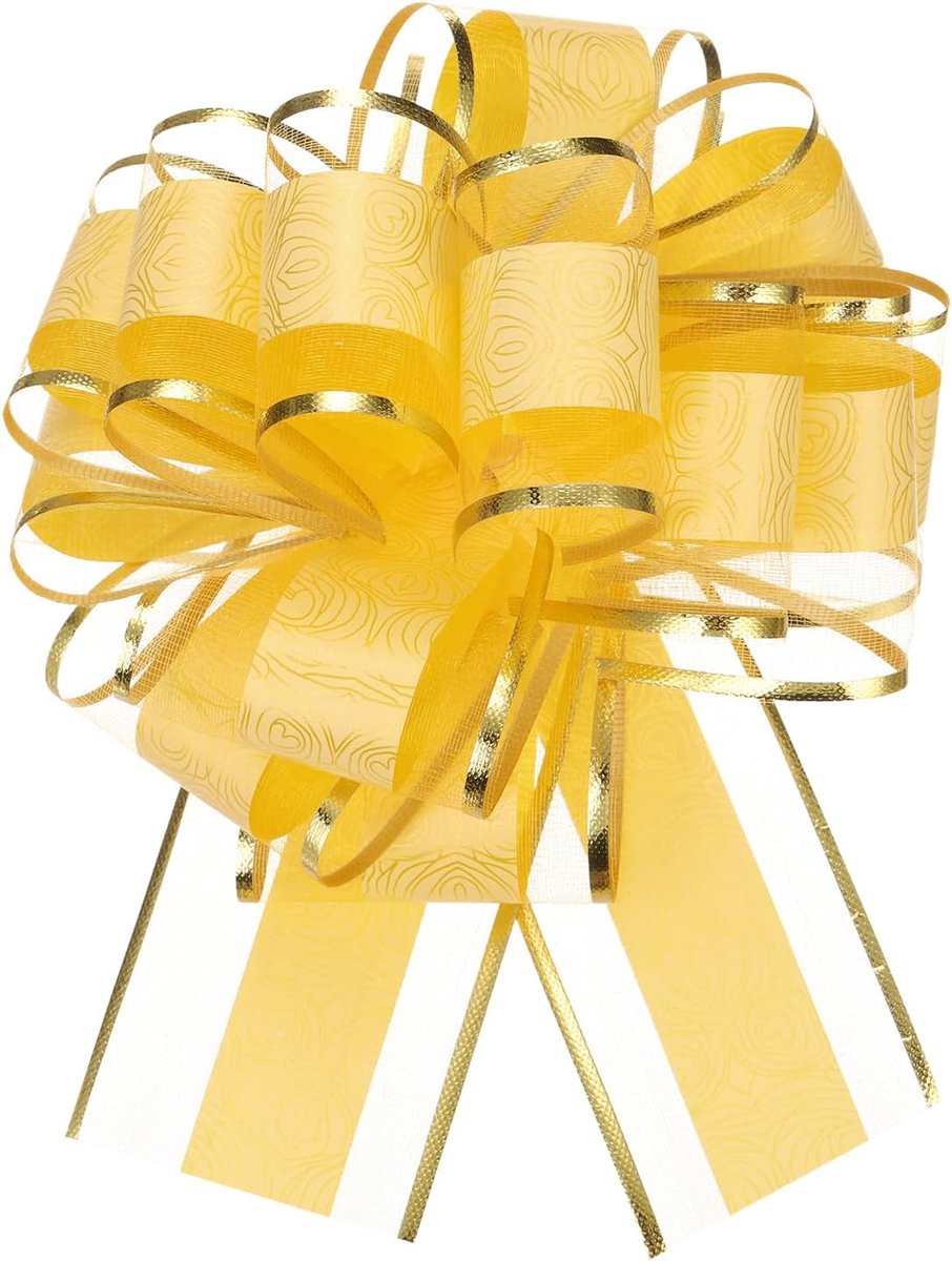20 stuks 8 inch grote maat met geschenkstrik, gouden organza-strik, voor geschenkmanden, bruiloften, Kerstmis, Valentijnsdag