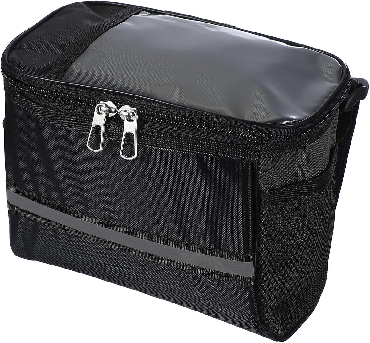 Fietsstuurtas, Waterdichte Fietsframetas Fietsmand met Reflecterende Band, Fietsaccessoires voor Mannen en Vrouwen, Buiten Fietsen, Mountainbikes, Zwart