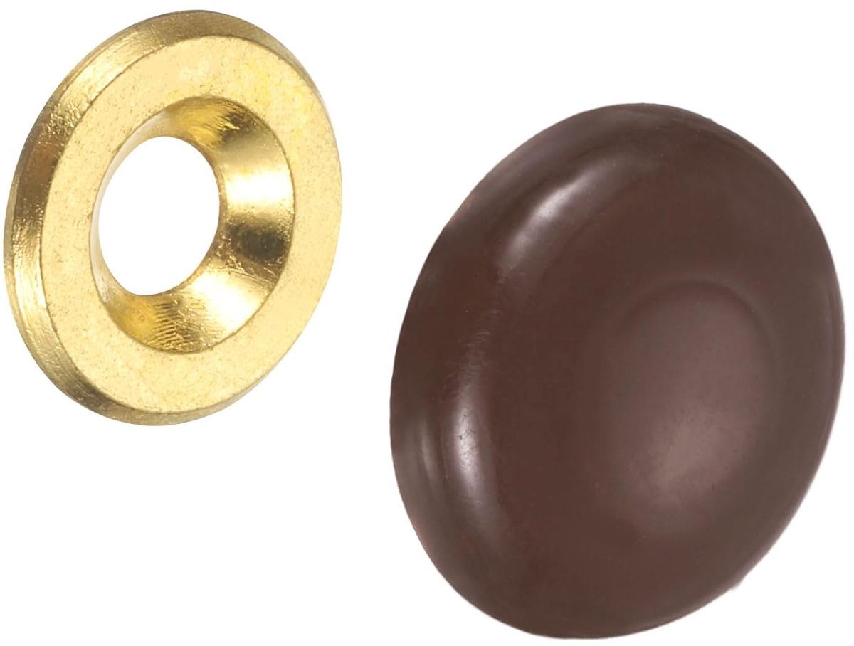 14 stuks 16,8 mm decoratieve beschermhoes voor nagels, beschermhoes van zinklegering voor bevestiging van spiegels, salontafels, houten of glazen meubels, bruin