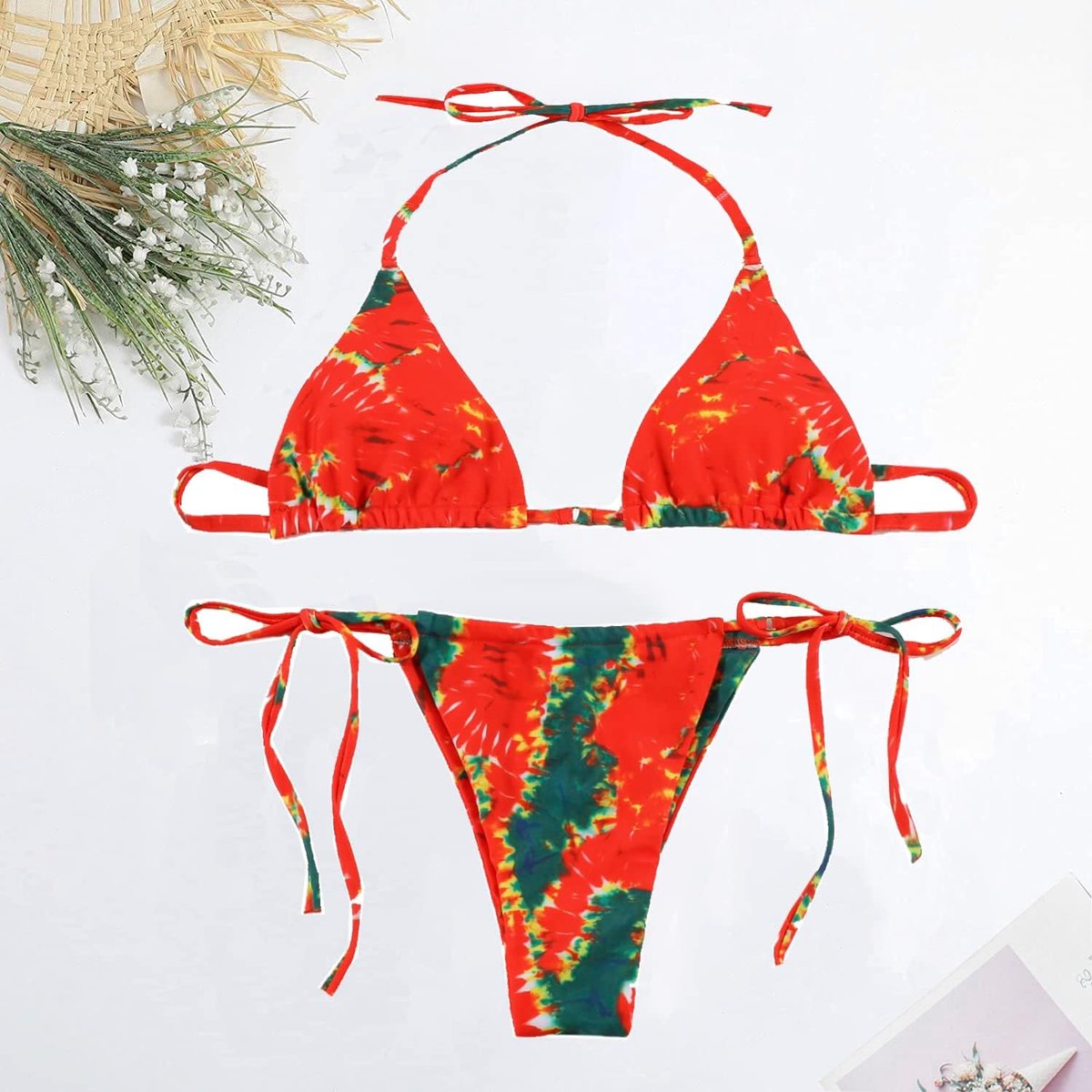 Dames halster string bikini set sexy tanga brutale tweedelige badpakken effen badkleding