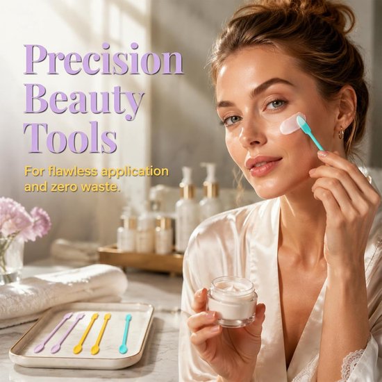 6 stuks siliconen lepels, mini set met dubbelzijdige siliconen spatels voor cosmetica, lotion, crème, make-up, hars, DIY, herbruikbare siliconen spatels, BPA-vrij, keuken- en — afbeelding 3