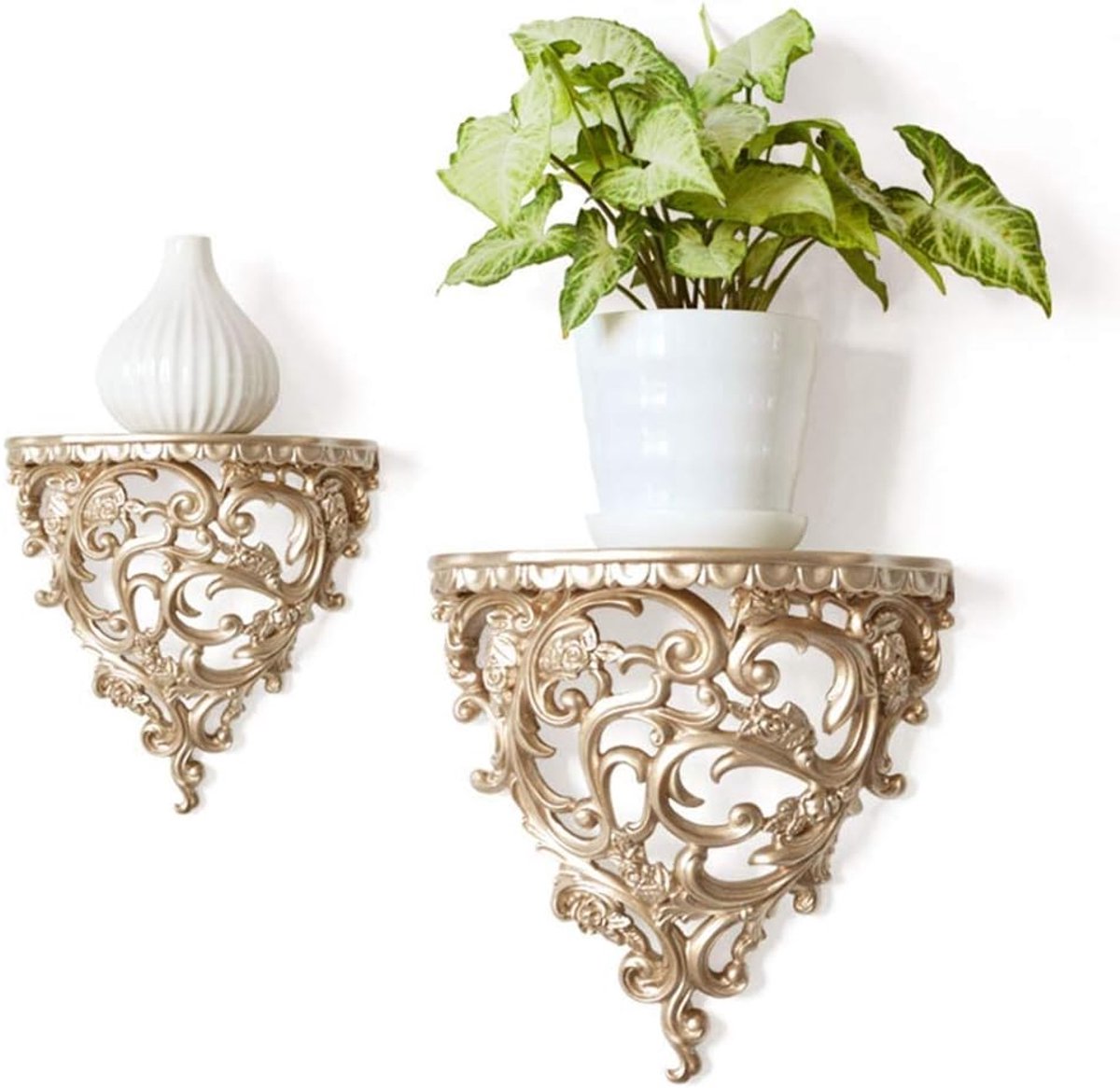 Drijvende wandplank, 20,5 cm/8,07 inch Europese holle stijl wanddecoratie planken retro organisator bloem snijwerk standaard voor woonkamer slaapkamer