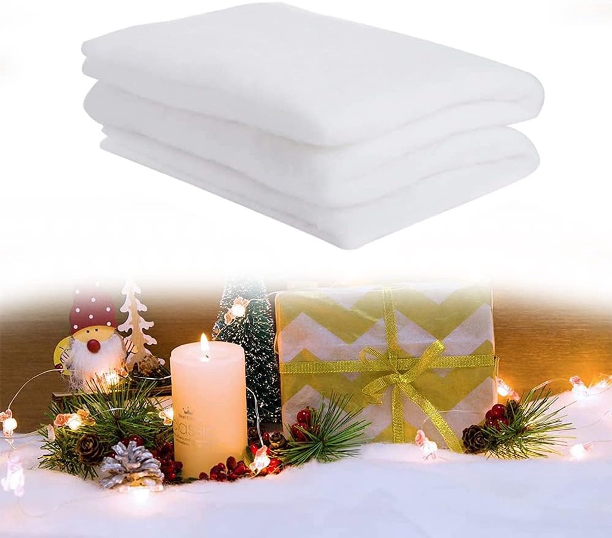 kerstsneeuwdeken 240 x 80 cm, Witte Kerstdeken Nepsneeuwdecoratie Geschikt voor Achtergrond, Feest en Kerstboomrokken