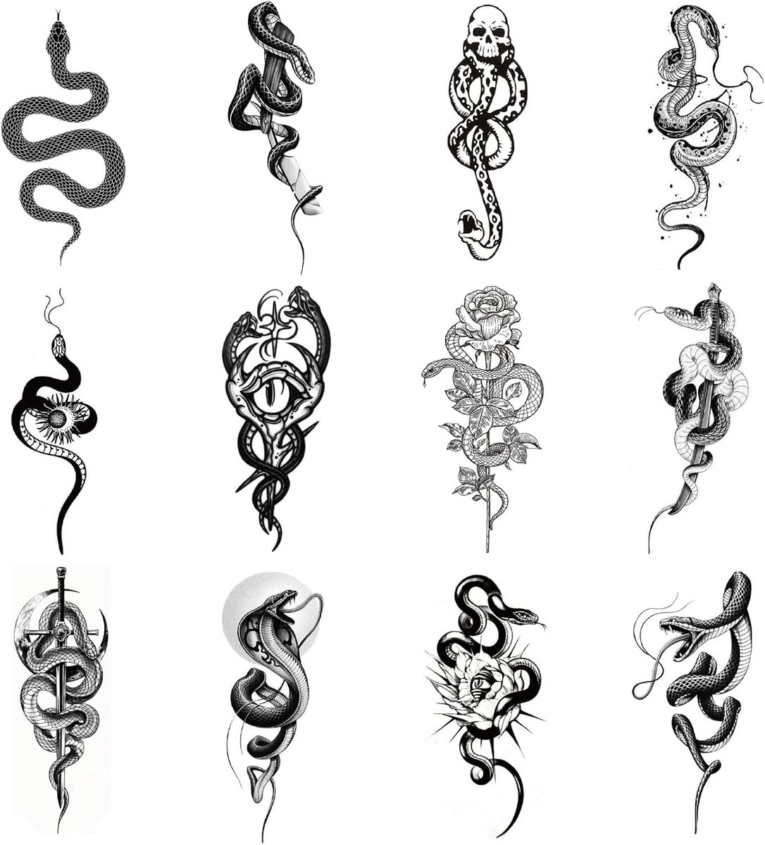 Tijdelijke Tatoeages Slang, Nep Tattoo Sticker, Death Eter Tatoeages Tijdelijk, Maak Jezelf Glans(Slang)