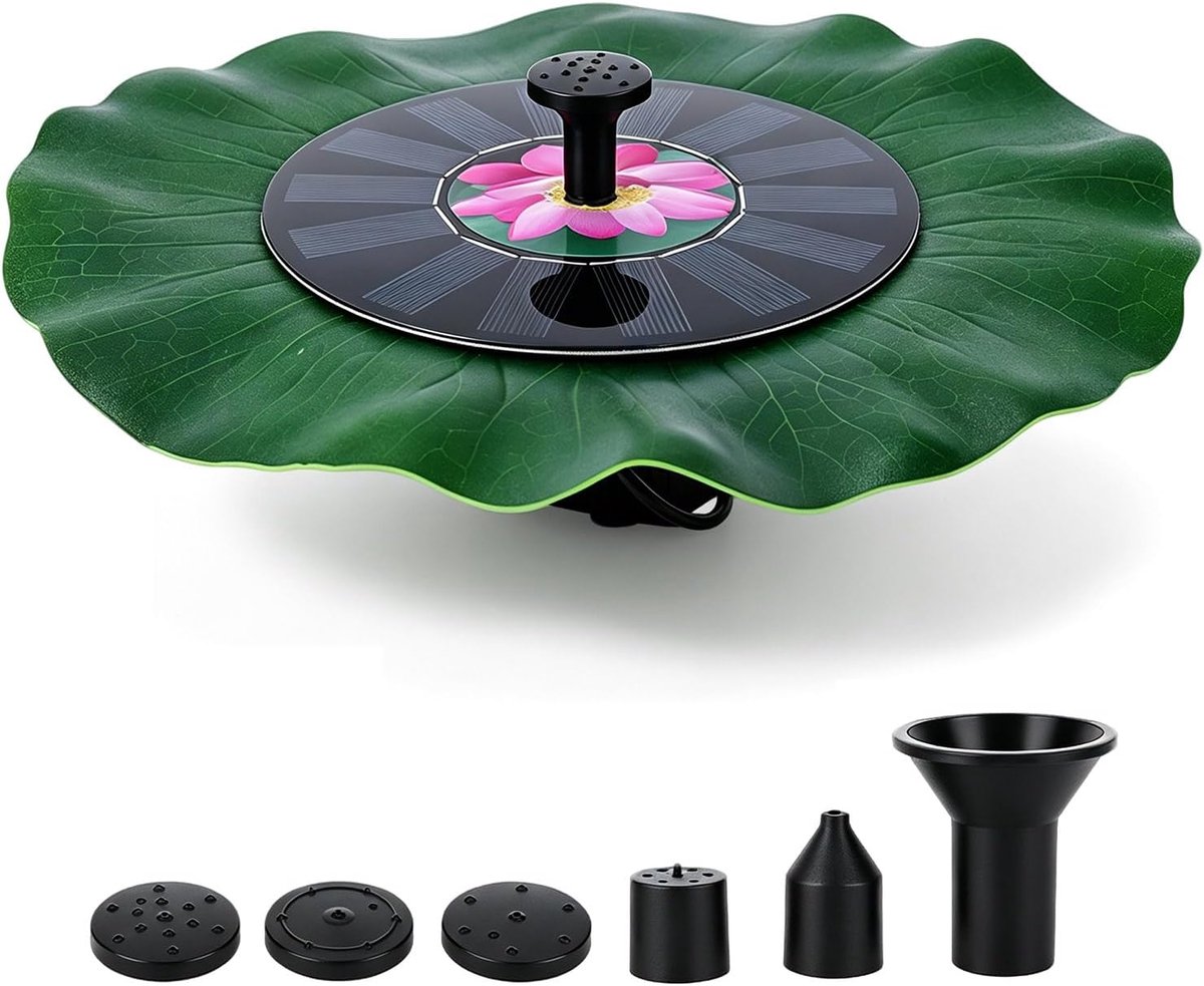 Fontein op zonne-energie, vijverpomp, 7 V, 1,4 W, waterpompen, drijvende decoratie voor tuin, kleine vijver, vogelbad, visbak, zwembad