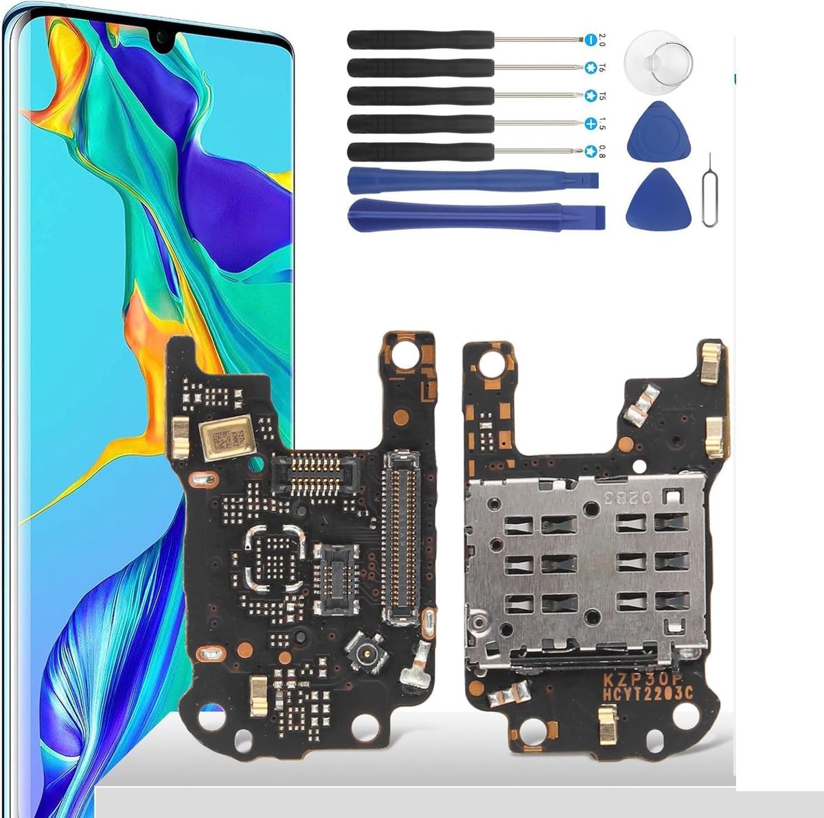 Reserveonderdeel voor Huawei P30 Pro VOG-L29 VOG-L09 VOG-L04 Dock Connector laadbus Laadkabel laadbus, antenne+ Installatiegereedschap