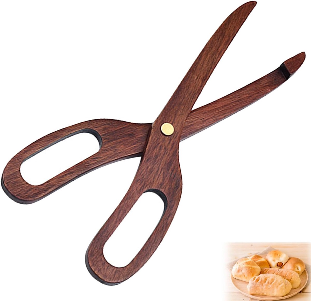 serveertang, broodclip, houten levensmiddelenclip, houten saladeklei, houten levensmiddelentang, voor keuken, camping, grill, buffet, restaurant, gebak, salade, dessert (vorm B)