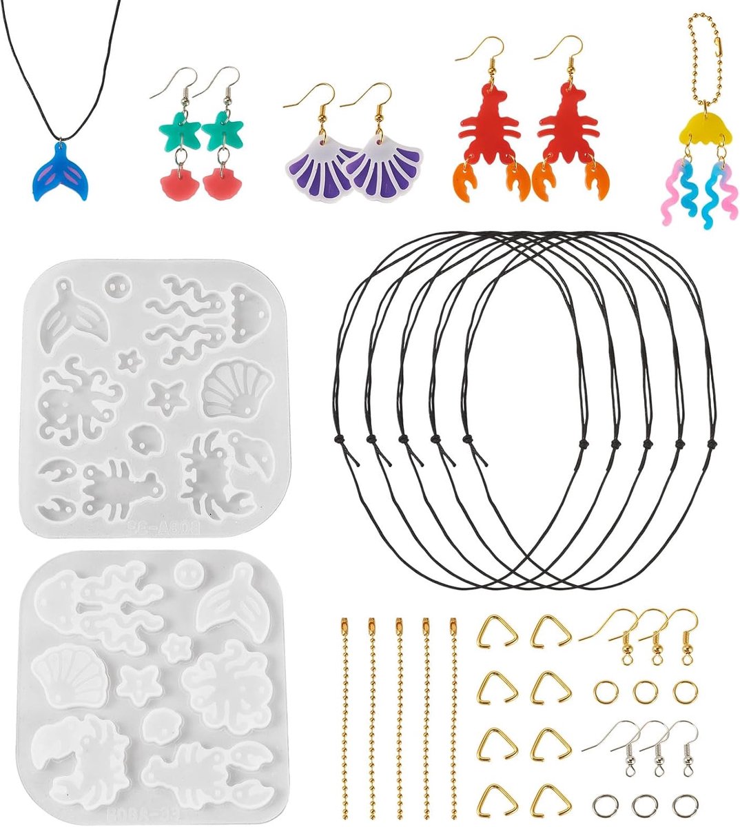1Pc Oceaan Thema Siliconen Mallen Zee Dier Hangers Hars Casting Mould Earring Mold Voor UV Epoxy Hars Sieraden Maken Sleutelhanger Craft